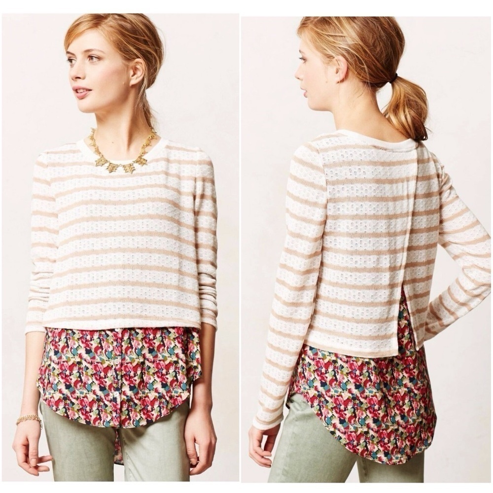 Anthropologie • postage stamp Ginny pullover layered top